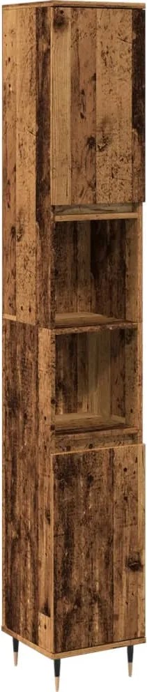 vidaXL antik fa színű szerelt fa fürdőszobaszekrény 30 x 30 x 190 cm