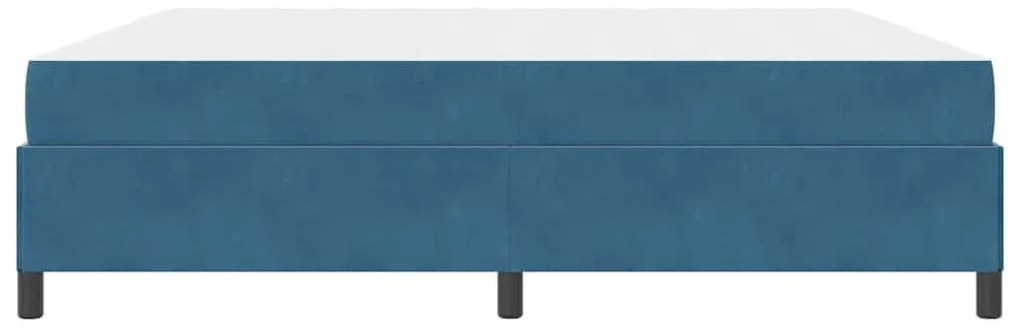 Ágykeret matracmal Sötétkék és fehér 200 x 200 cm Bársony
