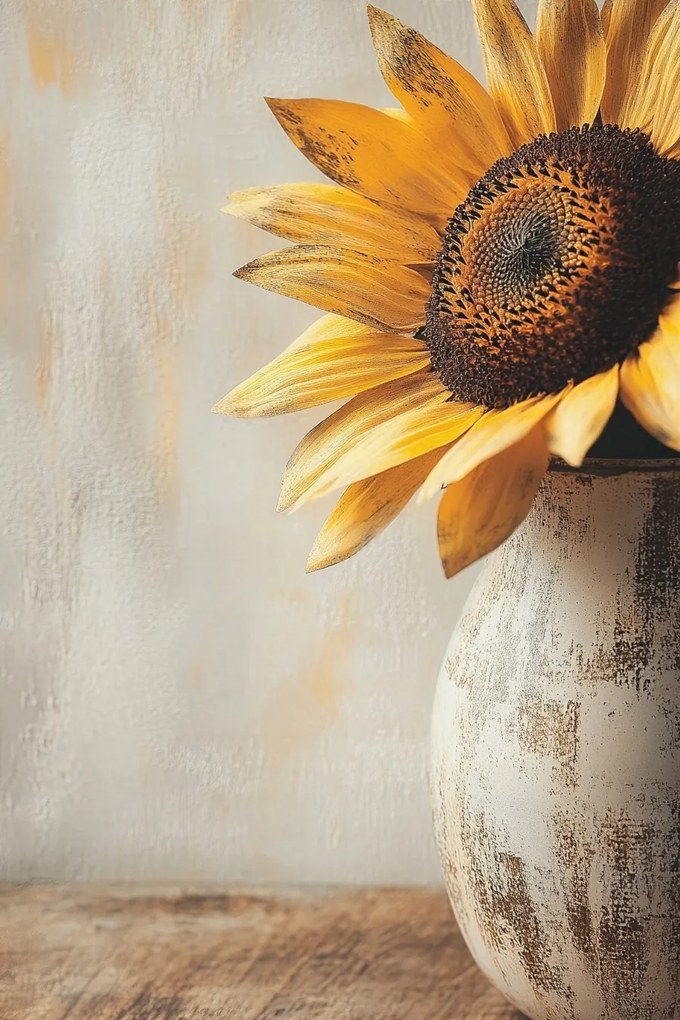 Vászonkép Canvas Dekoráció Agyag Váza Napraforgó Virág 80x120