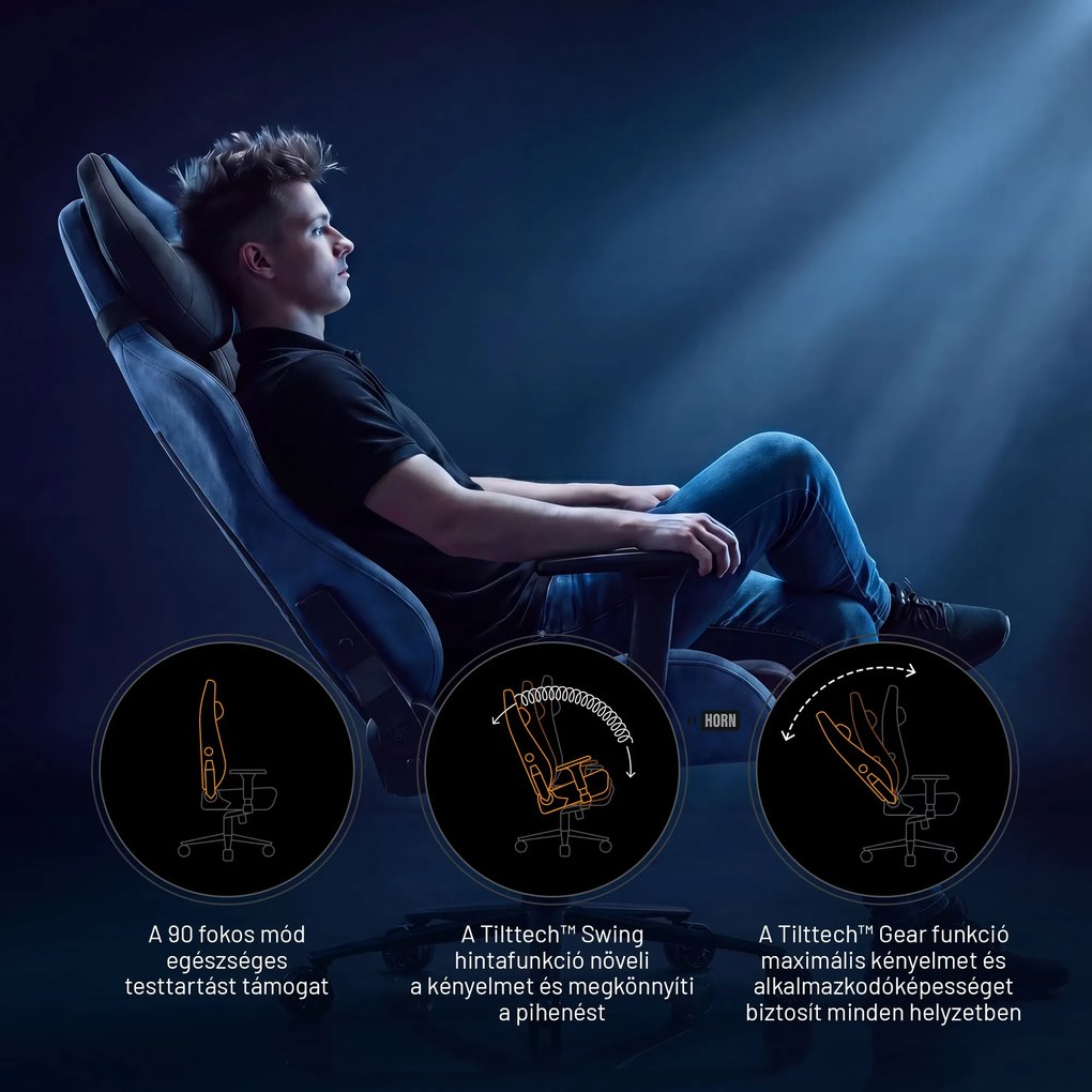 Gamer szék szövet Normal Size, fekete-kék: Diablo X-Horn 2.0 Night Blue