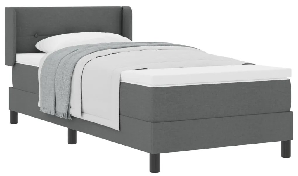 Boxspring Ágy Mattal Sötétszürke, 100 x 200 cm, Szövet