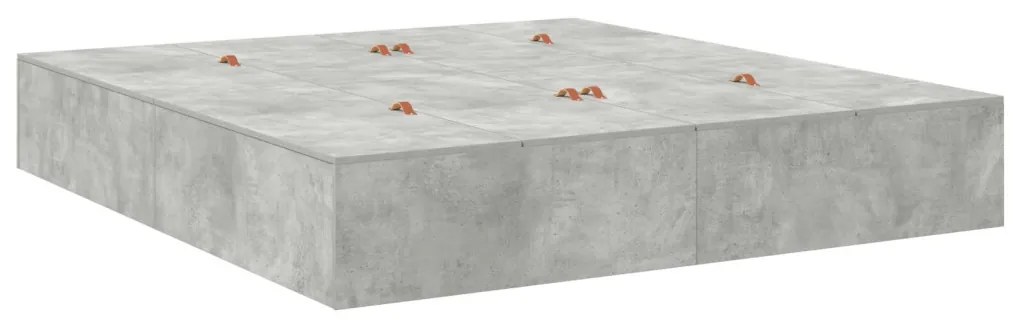 Ágykeret tárolóval Beton szürke 200 x 200 cm Faanyag