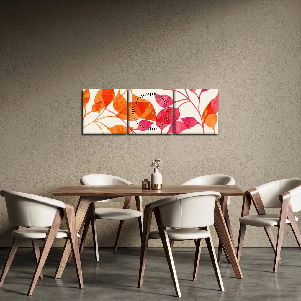 Kép - Narancssárga levelek (órával) (90x30 cm)