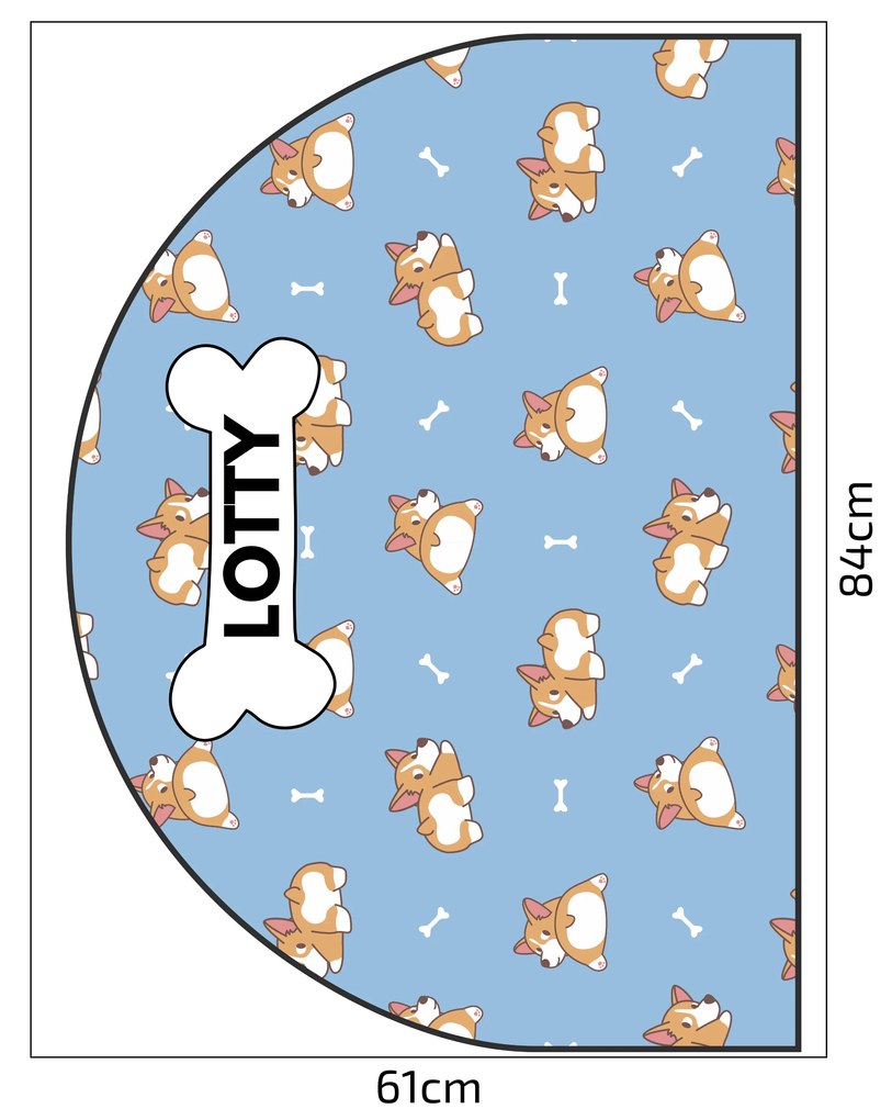 PIPPER. Védő textil falmatrica – Ív – Corgi Méret: 83x60cm, Indíték: névvel