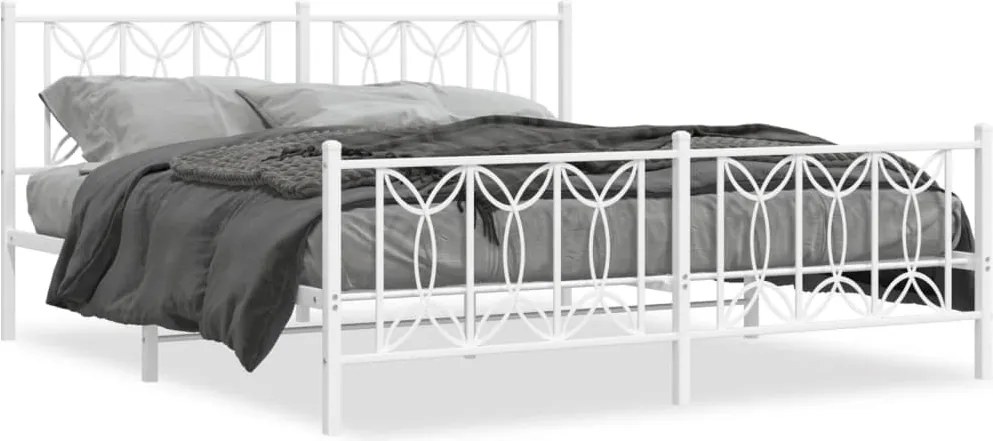 vidaXL fehér fém ágykeret fej- és lábtámlával 183 x 213 cm