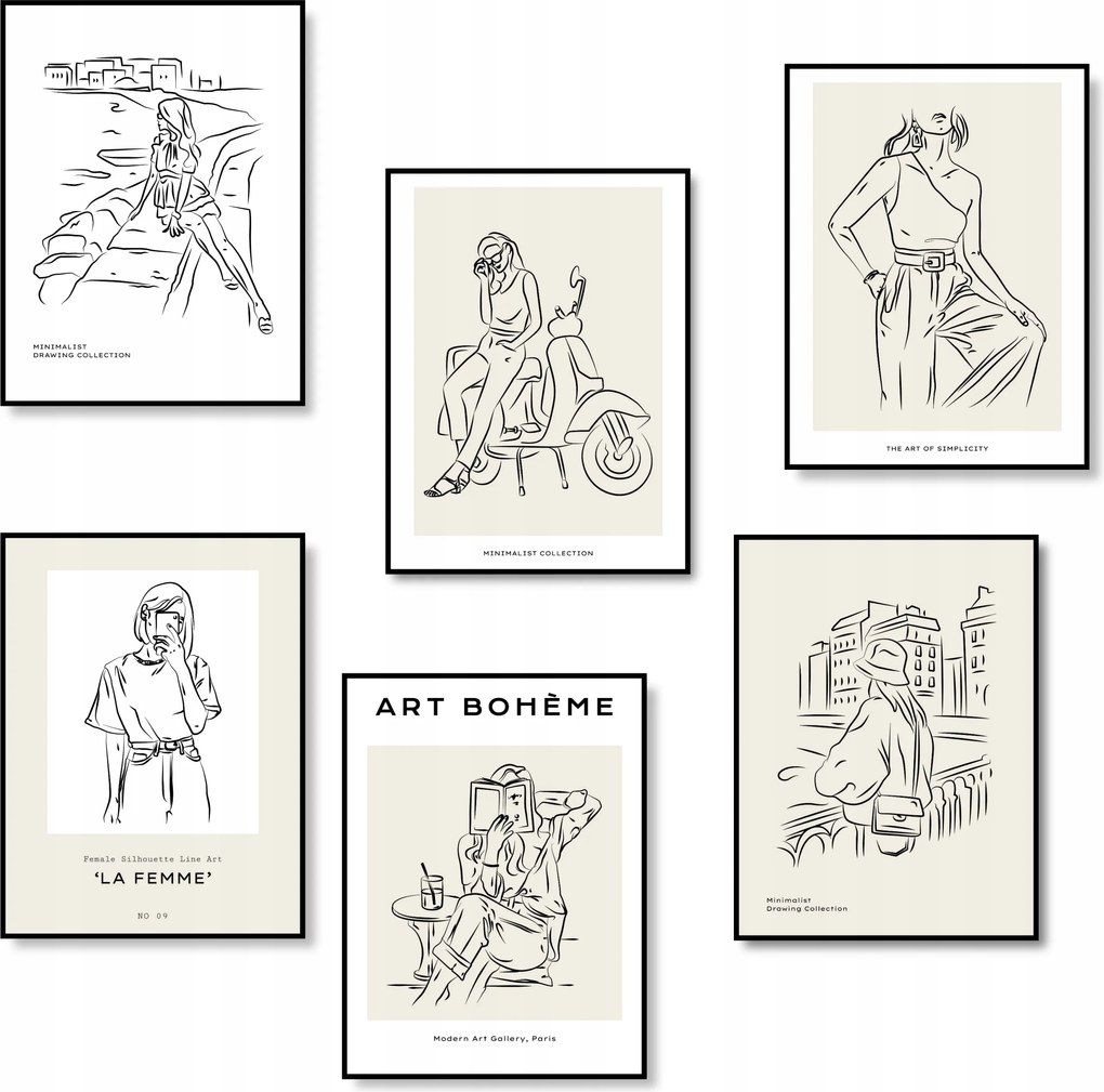 Poszterek 6 db-os Hálószoba Képek Nappali Poszter Szett A4 *Sok minta*