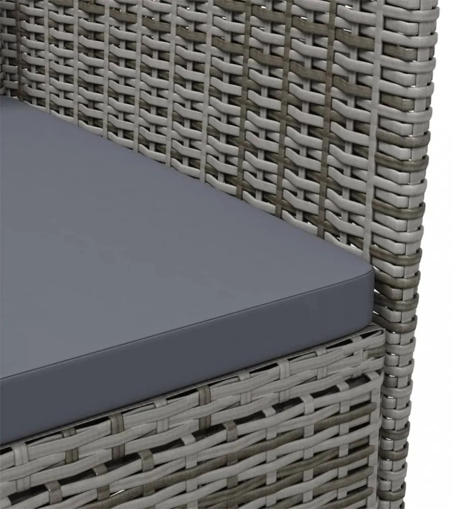vidaXL 3 részes szürke polyrattan kültéri étkezőszett párnákkal