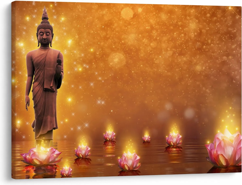 Kép - Buddha arany csillogással (70x50 cm)