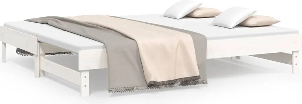 vidaXL fehér tömör fenyőfa kihúzható kanapéágy 2 x (80 x 200) cm
