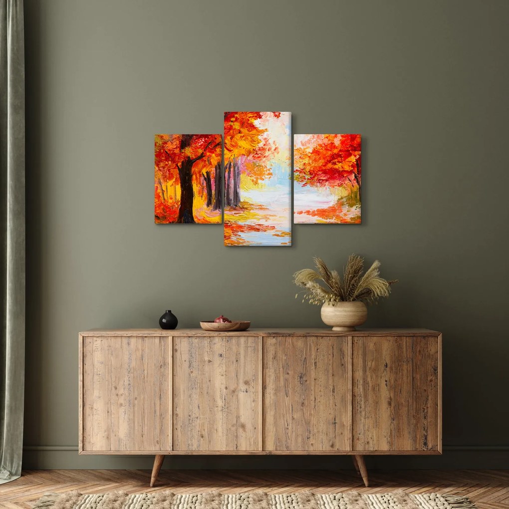 Kép - olajfestmény, színes ősz (90x60 cm)