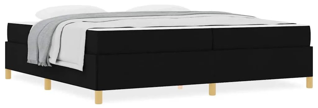 Boxrugós ágy Fekete és fehér és fekete 200 x 200 cm szövet