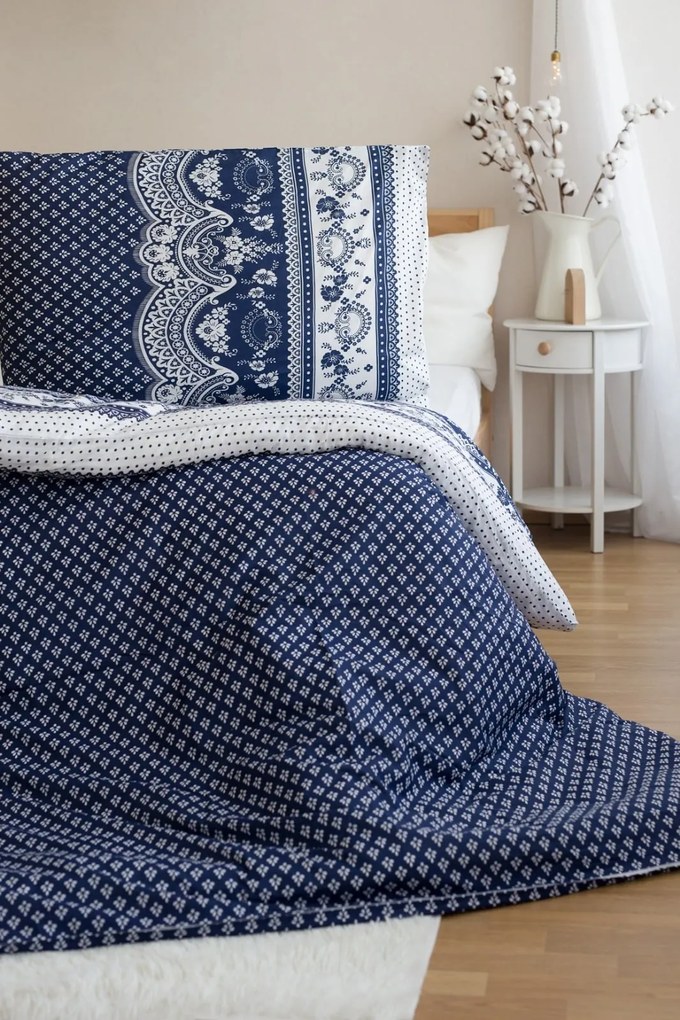 Pamut ágyneműhuzat CANZONE BLUE, kék Ágyneműhuzat mérete: 2 db 70 x 90 cm | 200 x 220 cm