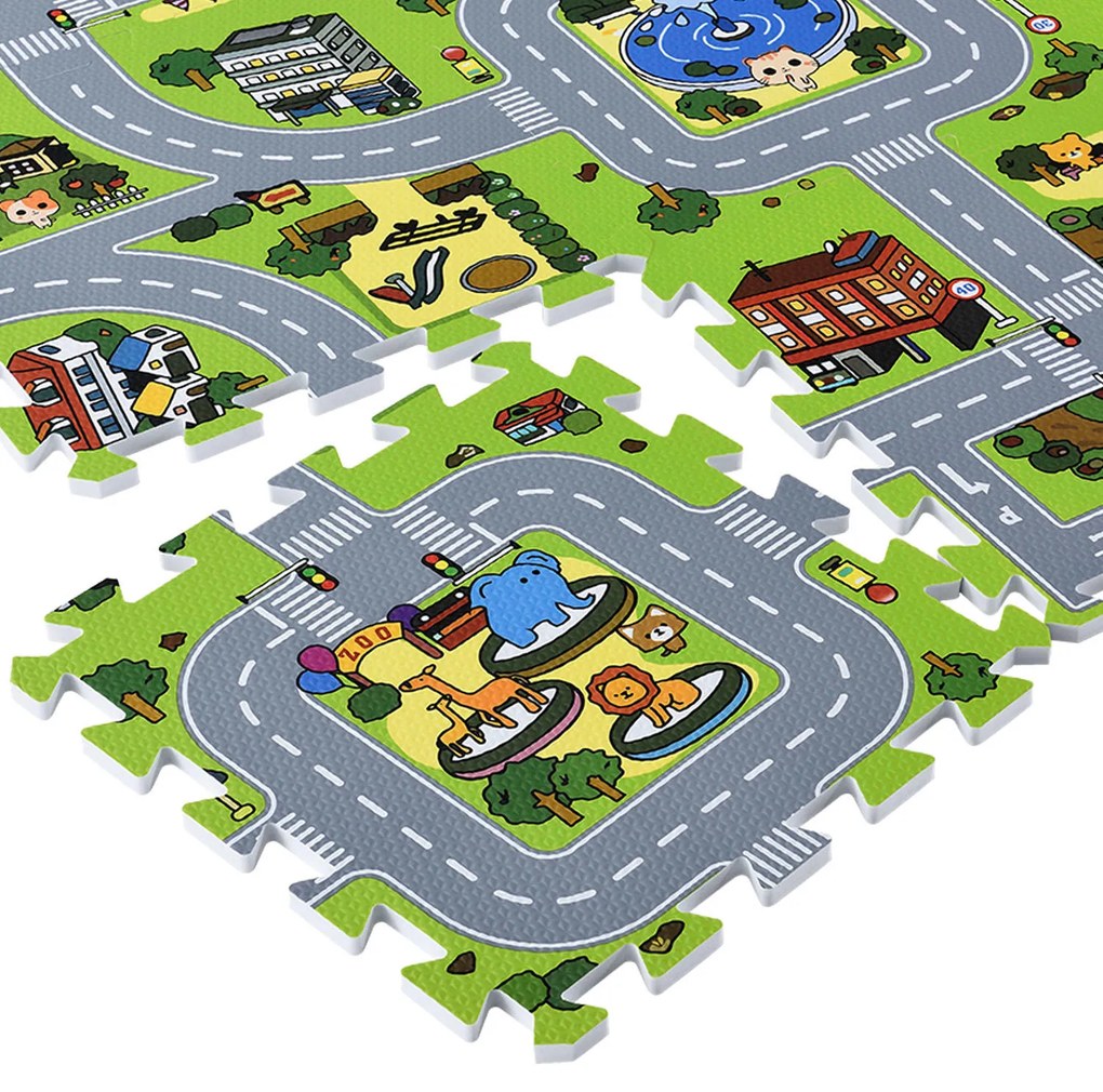 Jascha gyermek puzzle szőnyeg, 9 részes, utcák