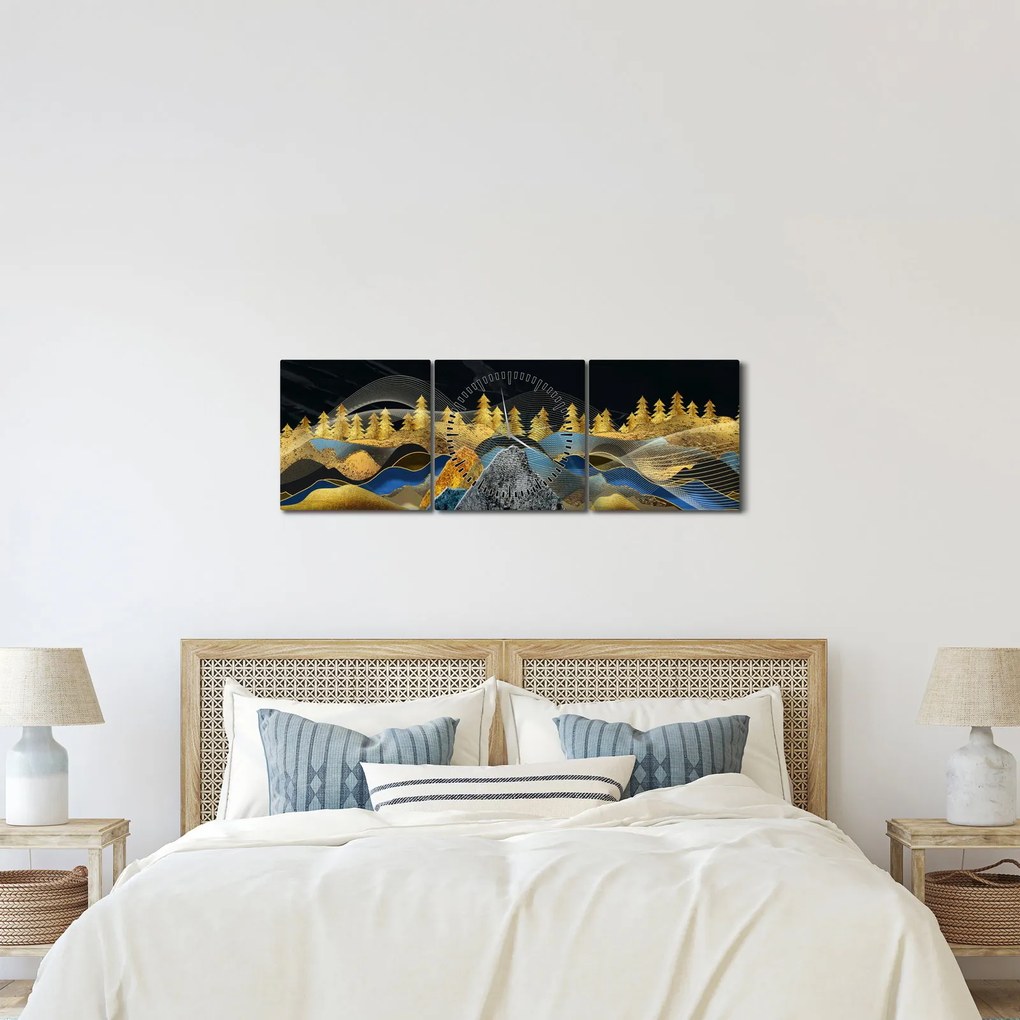 Kép - Arany hegyek (órával) (90x30 cm)