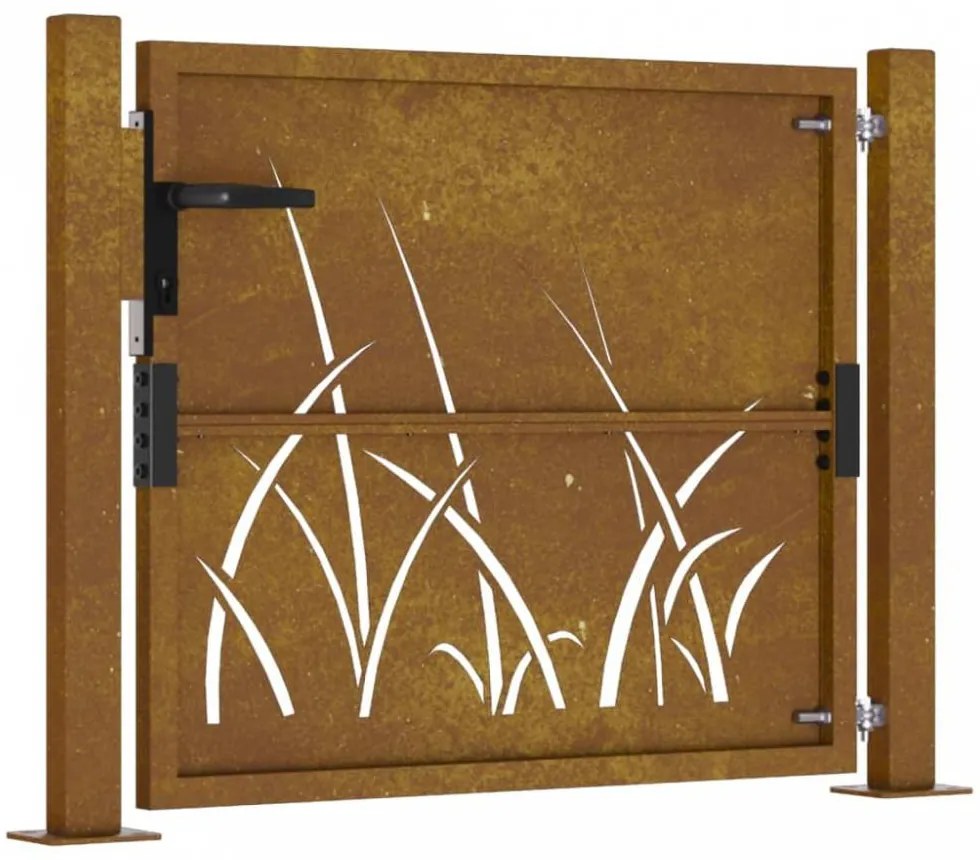 Fűmintás corten acél kerti kapu 105 x 105 cm