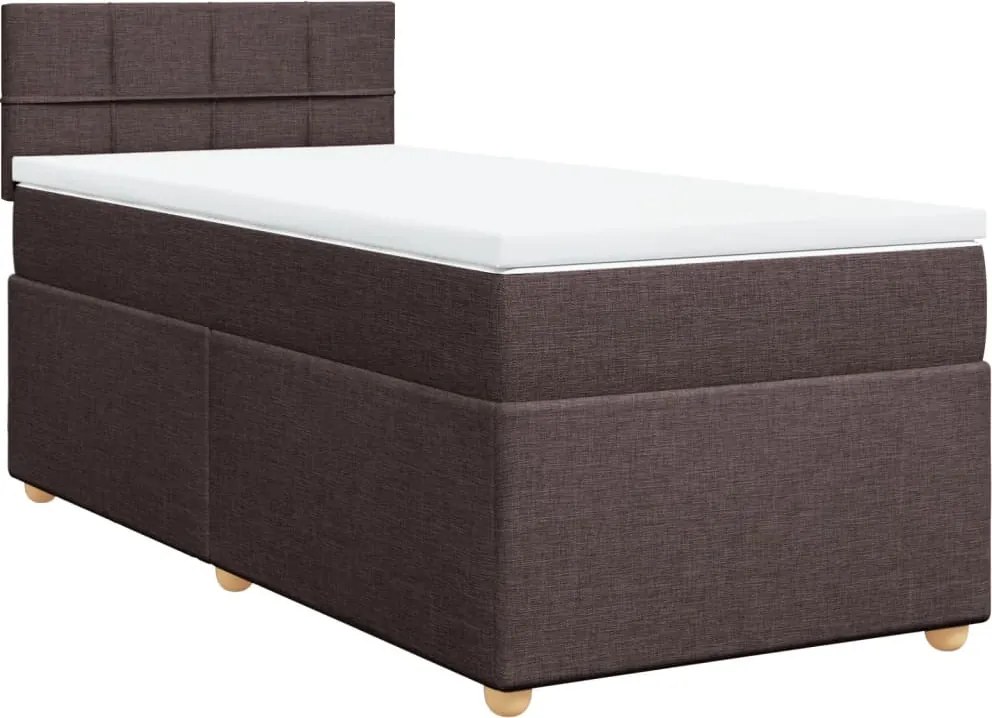 vidaXL sötétbarna szövet rugós ágy matraccal 90 x 200 cm