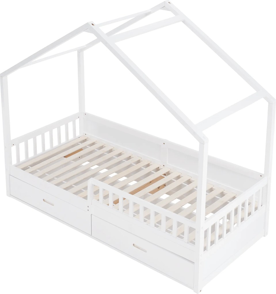 Montessori ágy, 90x200, fehér, tömör, BIANKA