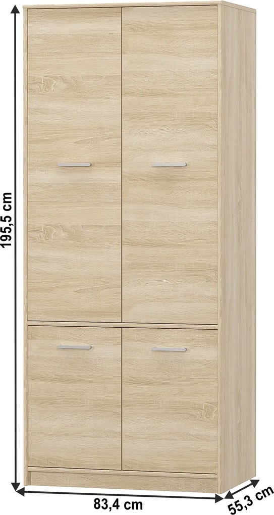 Akasztós szekrény 4D polcokkal, sonoma tölgyfa, TEYO