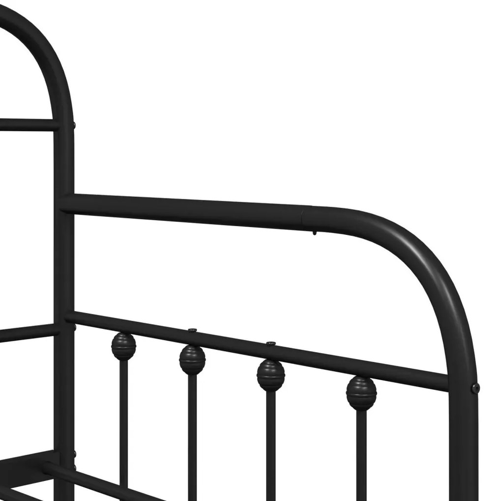 Nappali ágykeret fejtámlával Fekete 75 x 190 cm Acél