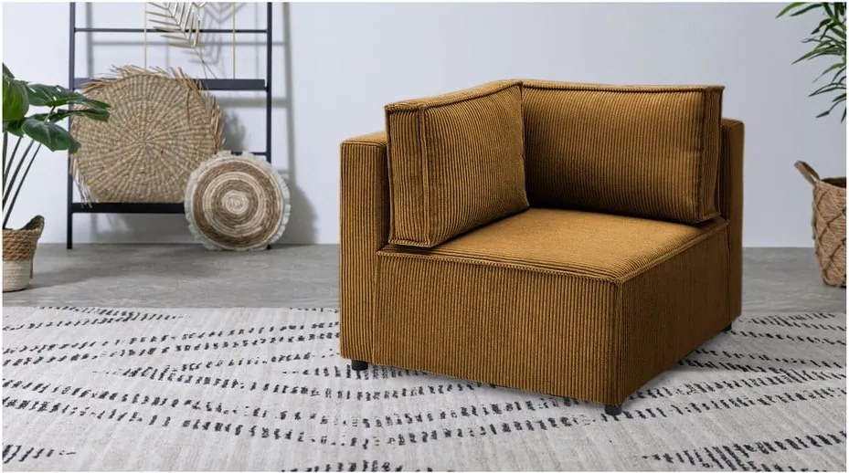Mustársárga kordbársony kanapé modul (variálható) Nihad modular – Bobochic Paris