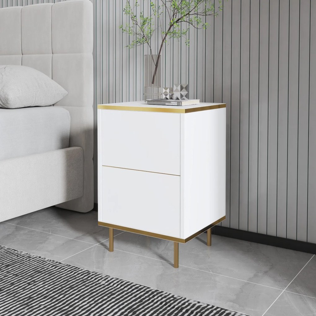 Éjjeliszekrény Imaj - White, Gold