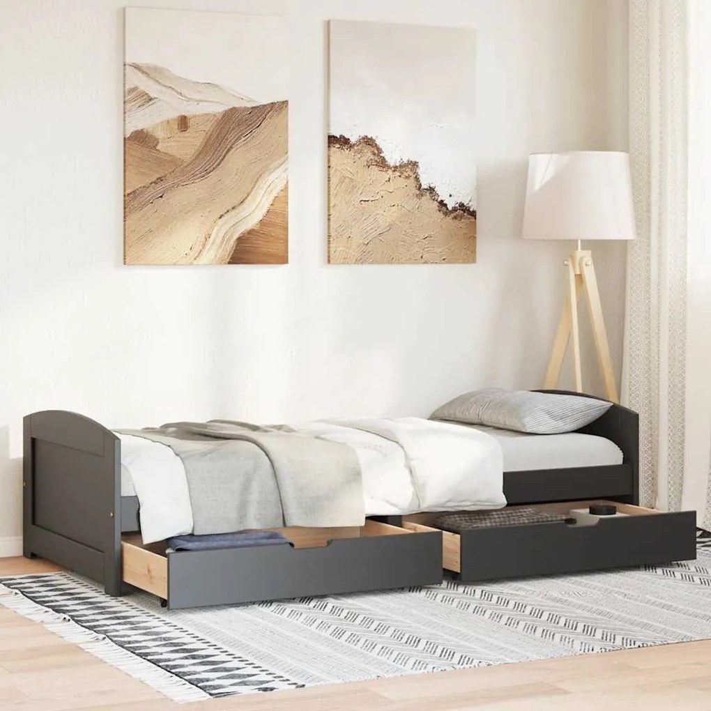 Napozóágy 2 fiókkal matrac nélkül IRUN Fekete 90x200 cm