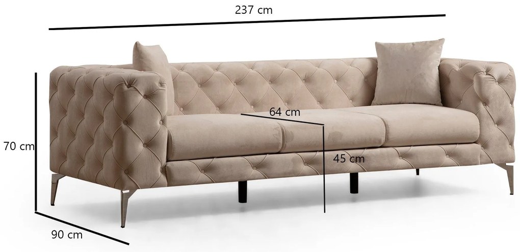 3 személyes kanapé Como - Ekrü