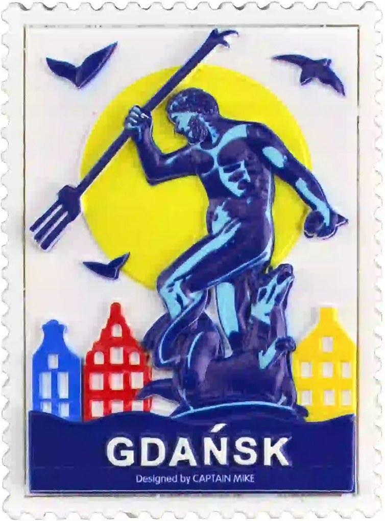 Postaláda alakú mágnes tengeri motívummal Gdańsk