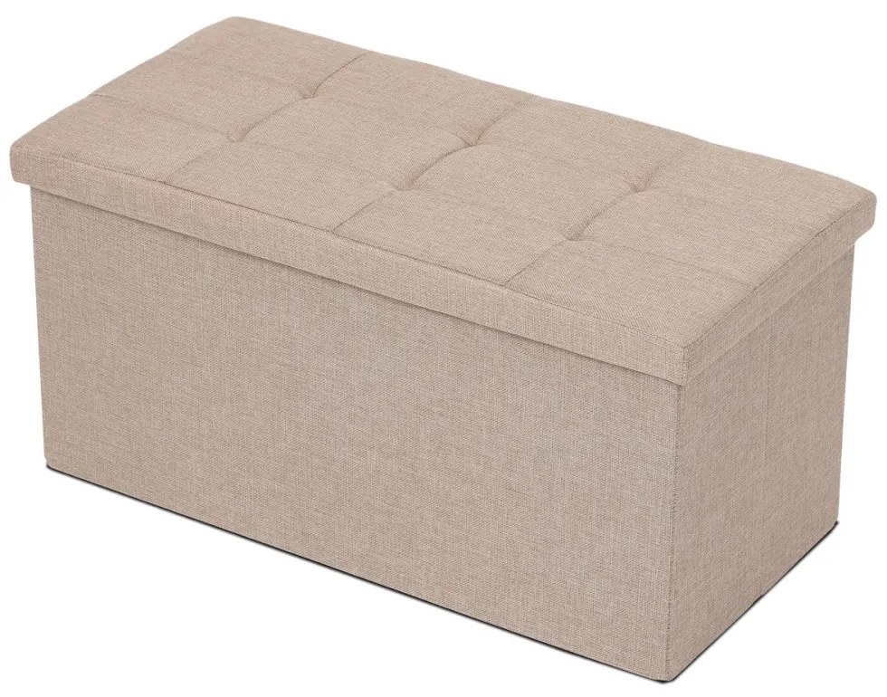 Taburet Cu Depozitare Material Textil Crem. Dimensiune: 76 x 37 x 37 cm. TAB-462
