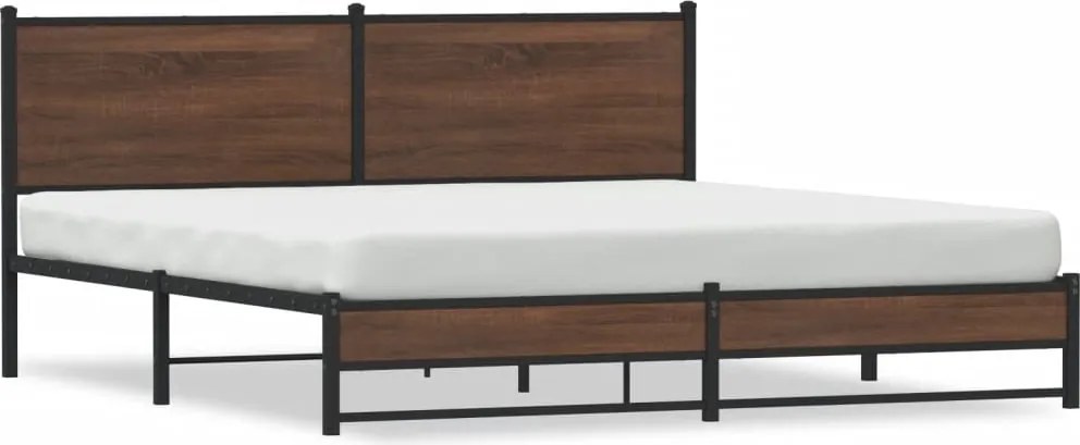 vidaXL barna tölgy színű fém ágykeret matrac nélkül 183 x 213 cm