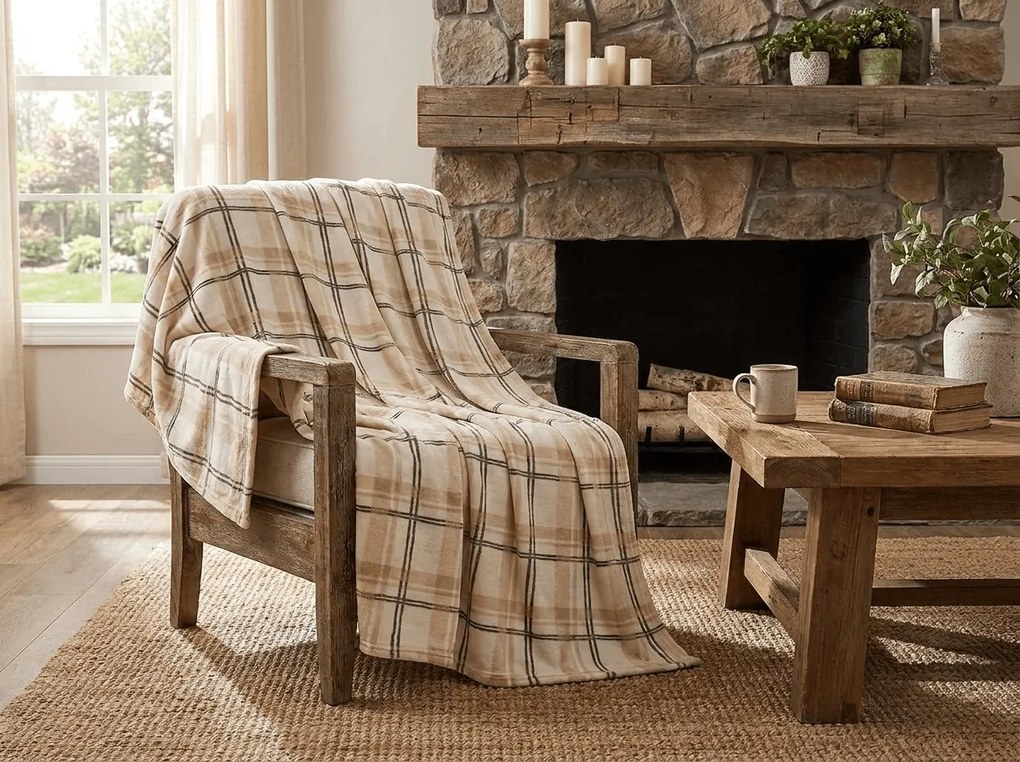 Mikroplüss pléd PLAID, krém színű Méret: 150 x 200 cm