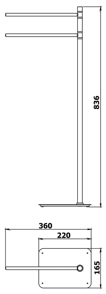 GEDY 113114 Artu állvány törölközőtartóval,négyzet alakú, fekete matt