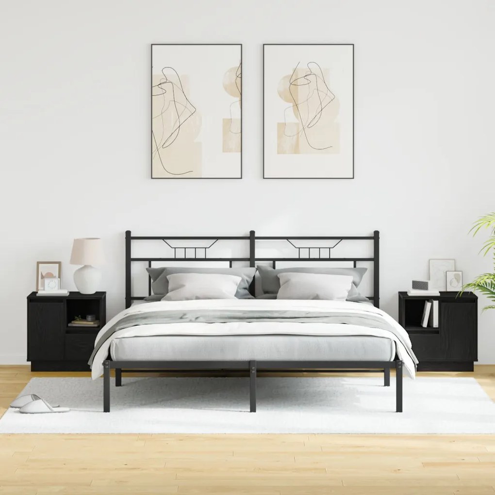 Éjjeli szekrények LED-del 2 db Fekete tölgy 50x34,5x50 cm