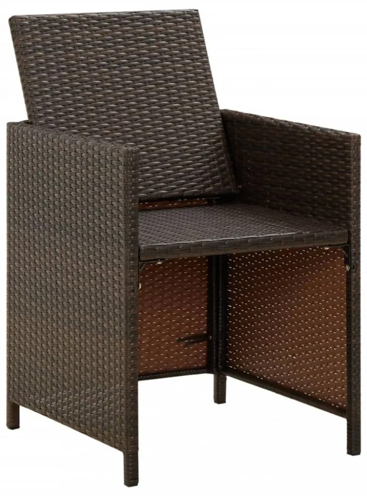 4 db barna polyrattan kerti szék párnával
