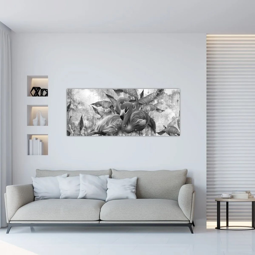 Kép - Flamingók graffiti (120x50 cm)