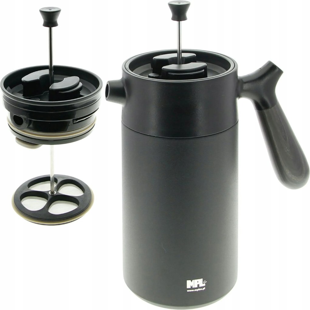 Termosz Thermo Kancsó Dugattyús Tea Kávéfőzővel 1L Fekete