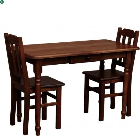 Étkezőasztal fiókos faragott lábbal 120x50 barna
