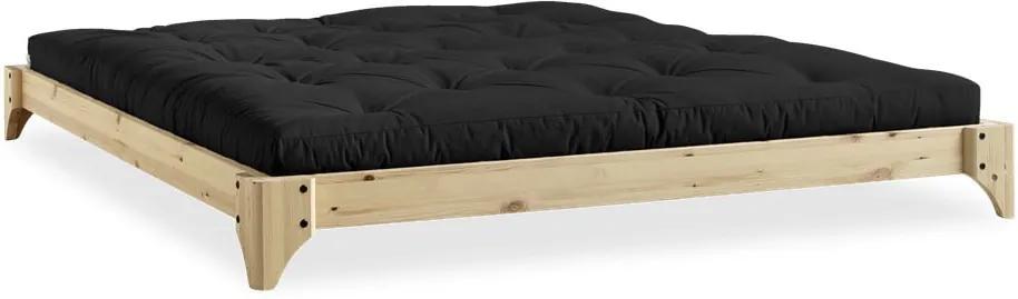 Elan Comfort Mat Natural Clear/Black borovi fenyőfa franciaágy matraccal, 180 x 200 cm - Karup Design