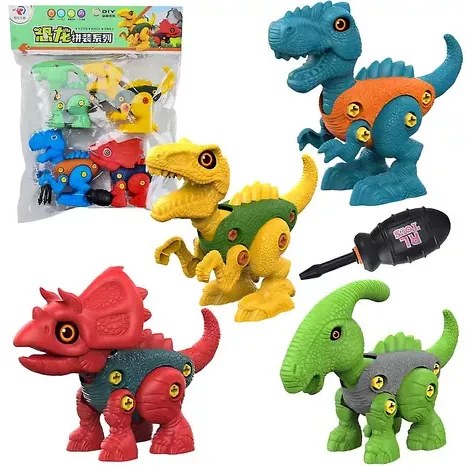 Rirool 4 Darabos Szétszedhető Dinoszaurusz Játék Szett Játék Szerelő Készlet Csavarhúzóval a legjobb ajándék 3-7 éves fiúknak és lányoknak