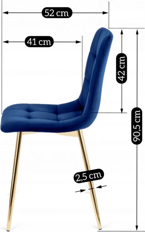 Szék sötétkék színben, bársony kárpittal. YORK