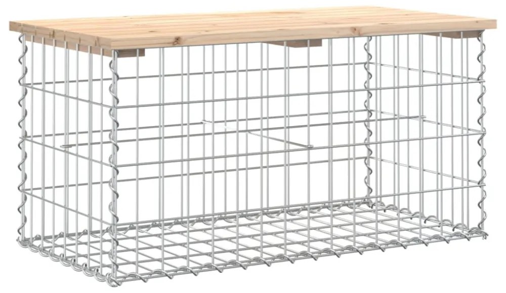 tömör fenyőfa gabion kerti pad 83x44x42 cm