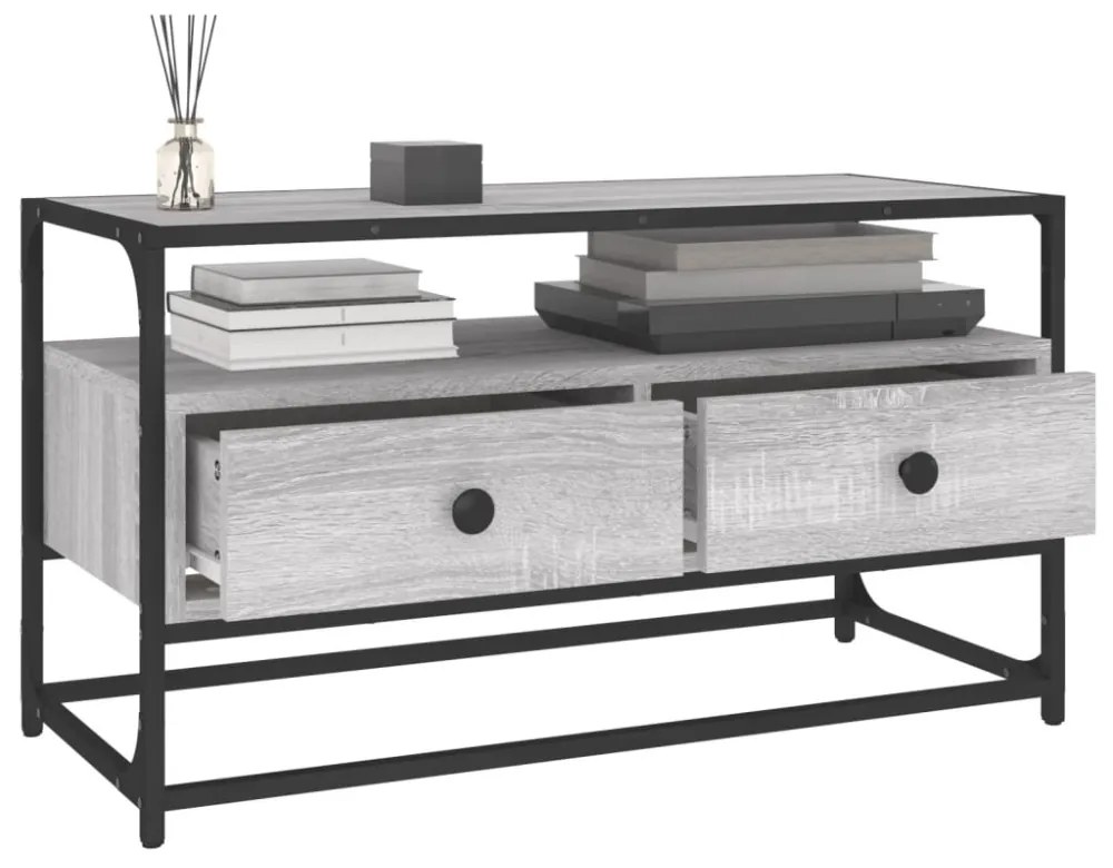 szürke sonoma színű szerelt fa TV-szekrény 80x35x45 cm