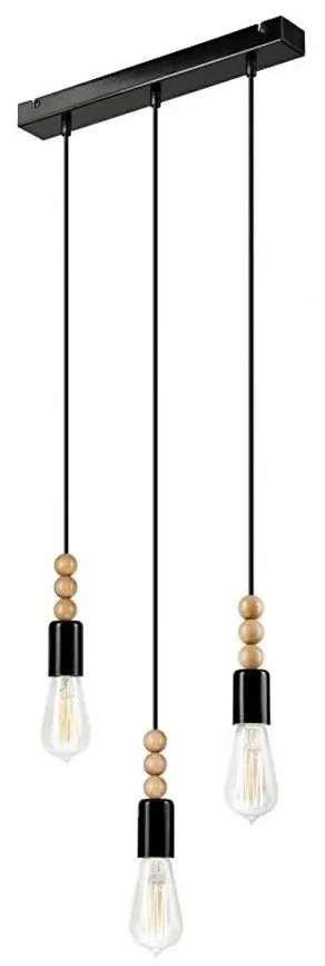 Simon 3xE27/60W/230V fekete függeszték kábellel