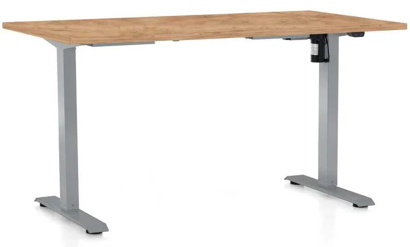 OfficeTech A állítható magasságú asztal, 120 x 80 cm, szürke alap, craft tölgy