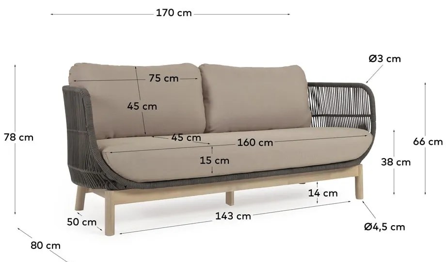 Catalina khaki kerti kanapé - Kave Home