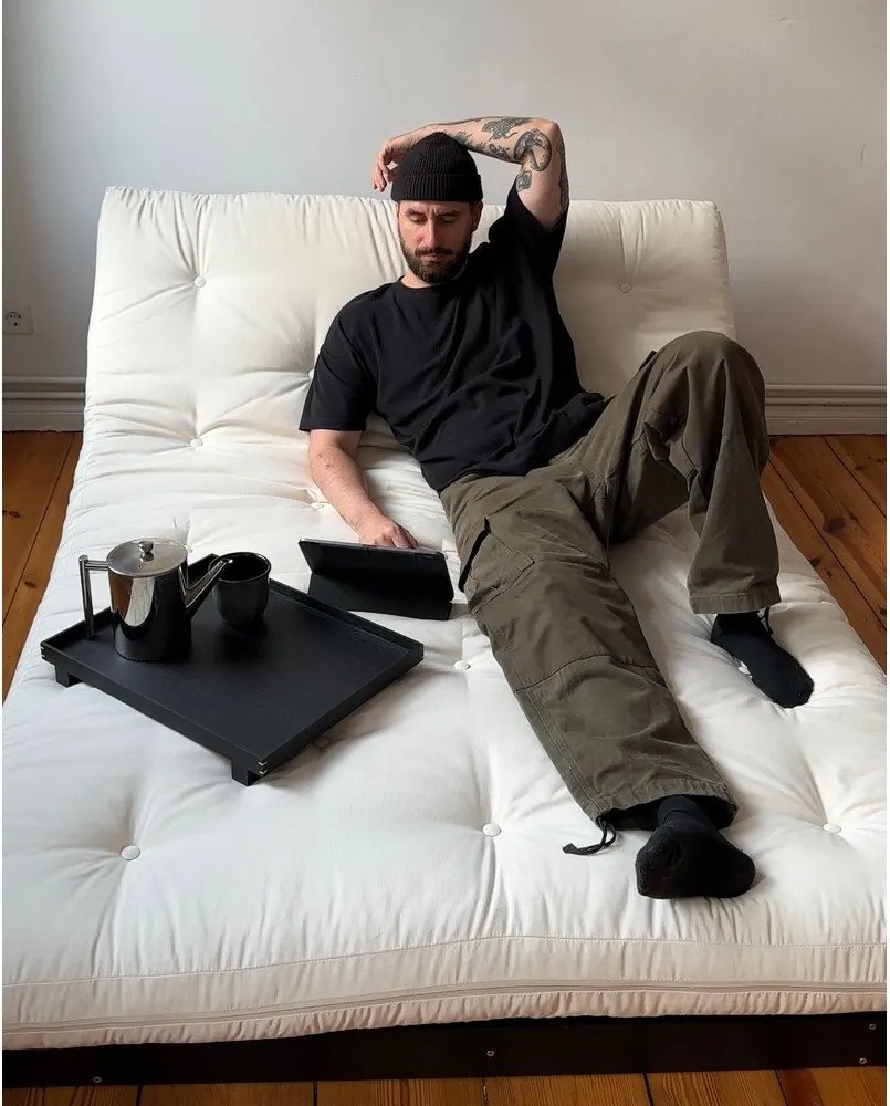 Sötétszürke kinyitható kanapé 140 cm Roots Black Night – Karup Design