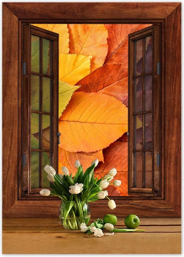 Poszterek 50x70 Őszi színes levelek Levelek az ősz színeiben