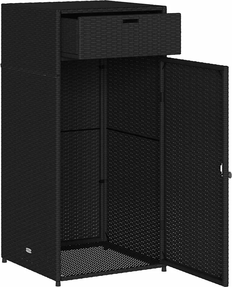 vidaXL fekete polyrattan kerti tárolószekrény 55 x 55 x 111 cm