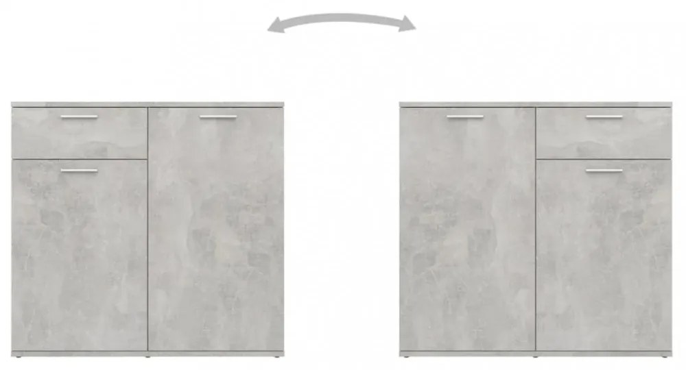 betonszürke szerelt fa tálalószekrény 160 x 36 x 75 cm