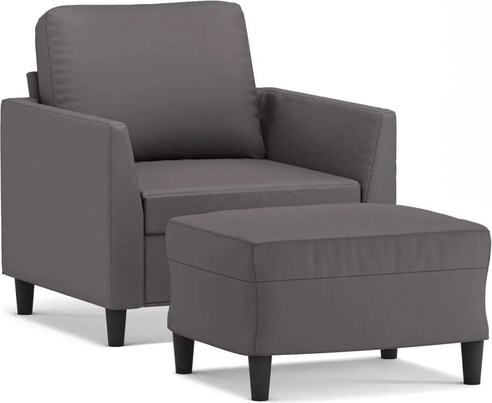 vidaXL szürke műbőr kanapéfotel lábtartóval 60 cm